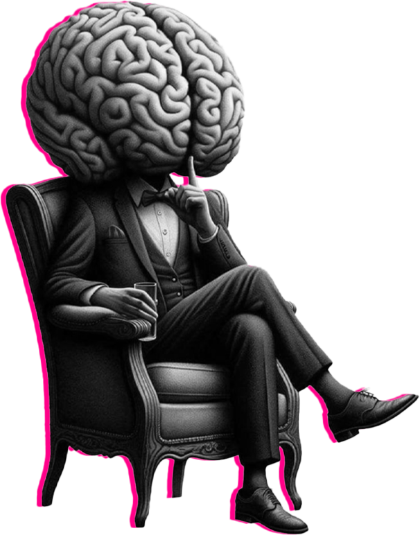 Brain sitting man illustration